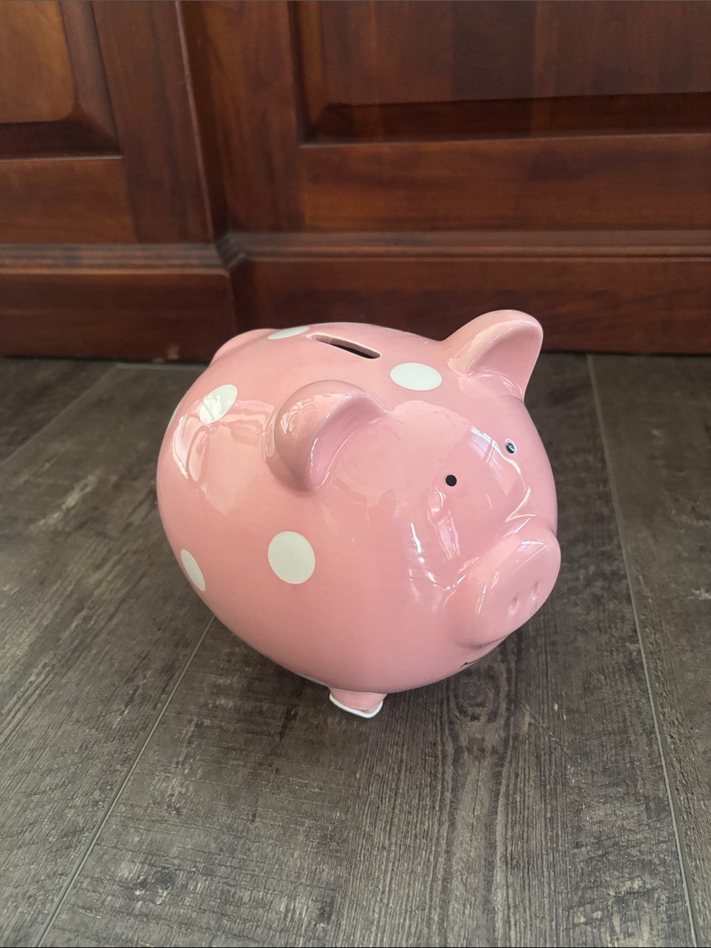 Pink Polka Dot Ceramic Piggy Bank by Kate & Milo